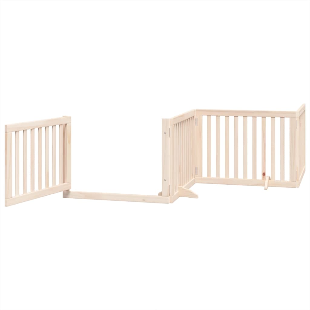 vidaXL Dog Gate with Door Foldable 4 Panels 320 cm Poplar Wood