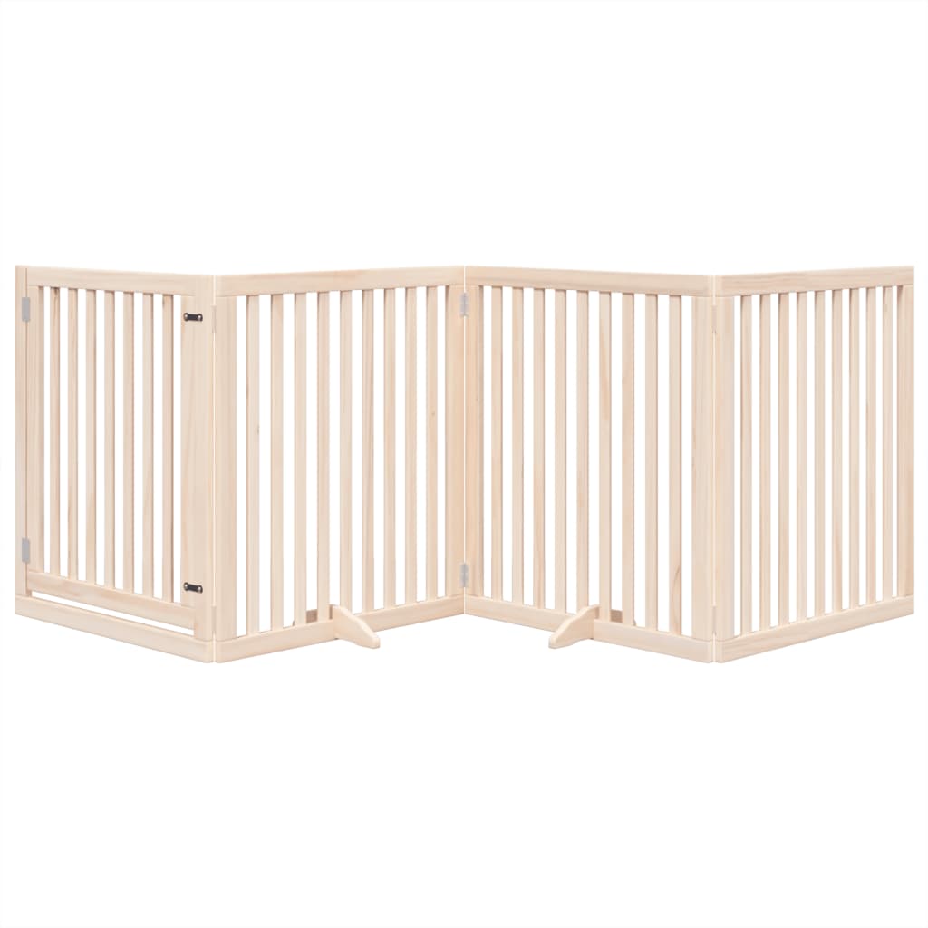 vidaXL Dog Gate with Door Foldable 4 Panels 320 cm Poplar Wood