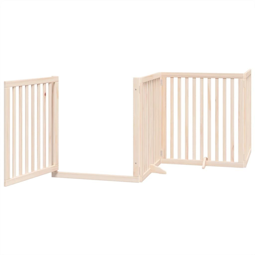 vidaXL Dog Gate with Door Foldable 4 Panels 320 cm Poplar Wood