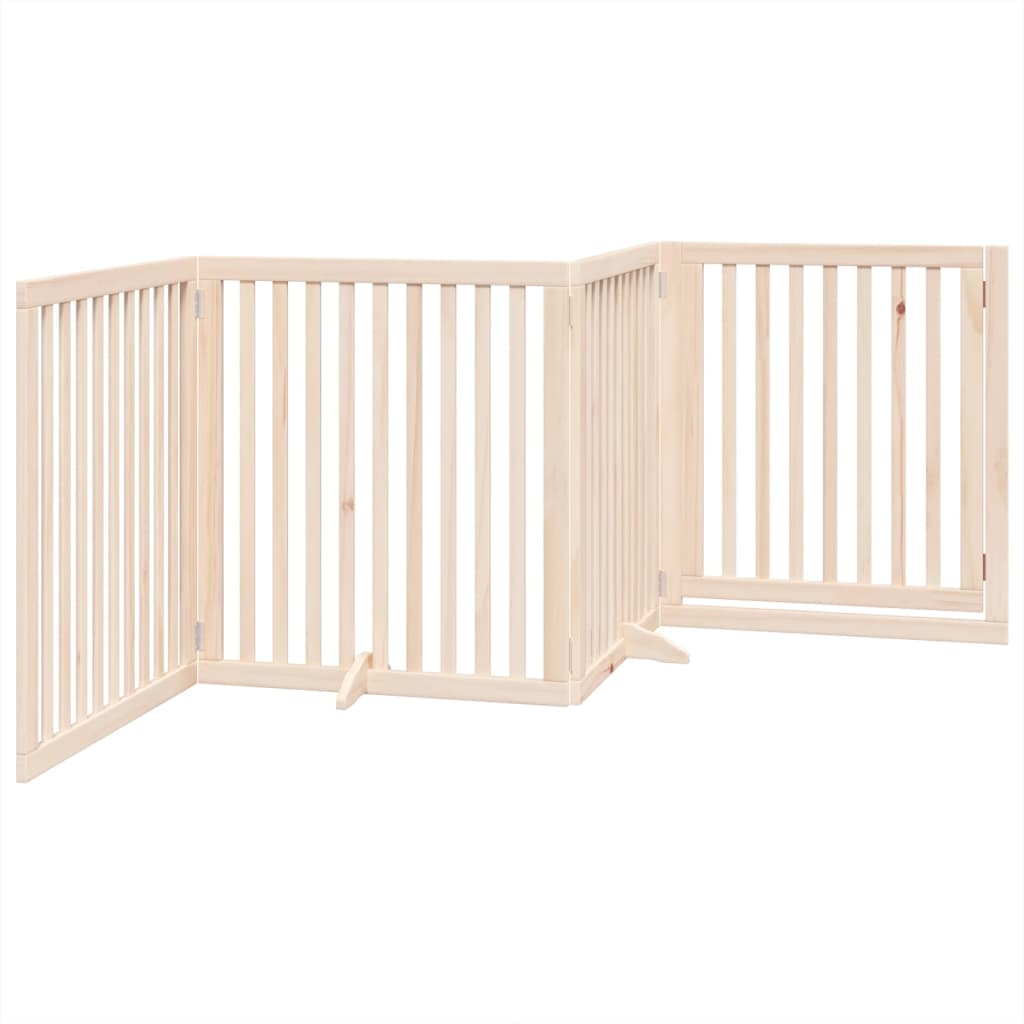 vidaXL Dog Gate with Door Foldable 4 Panels 320 cm Poplar Wood