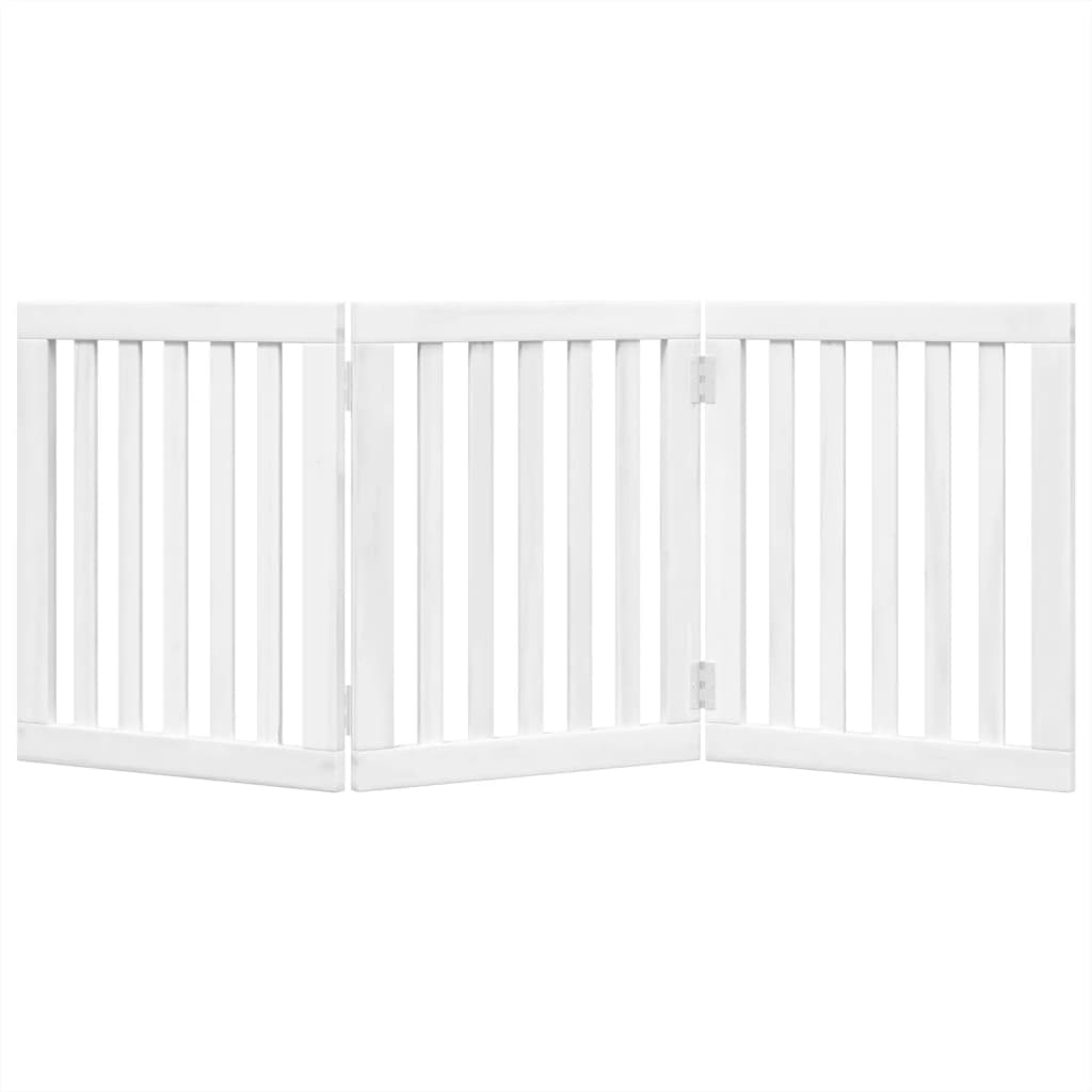 vidaXL Dog Gate Foldable 3 Panels White 150 cm Poplar Wood