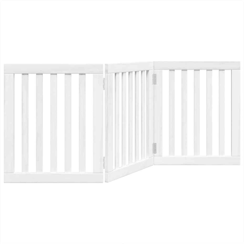 vidaXL Dog Gate Foldable 3 Panels White 150 cm Poplar Wood