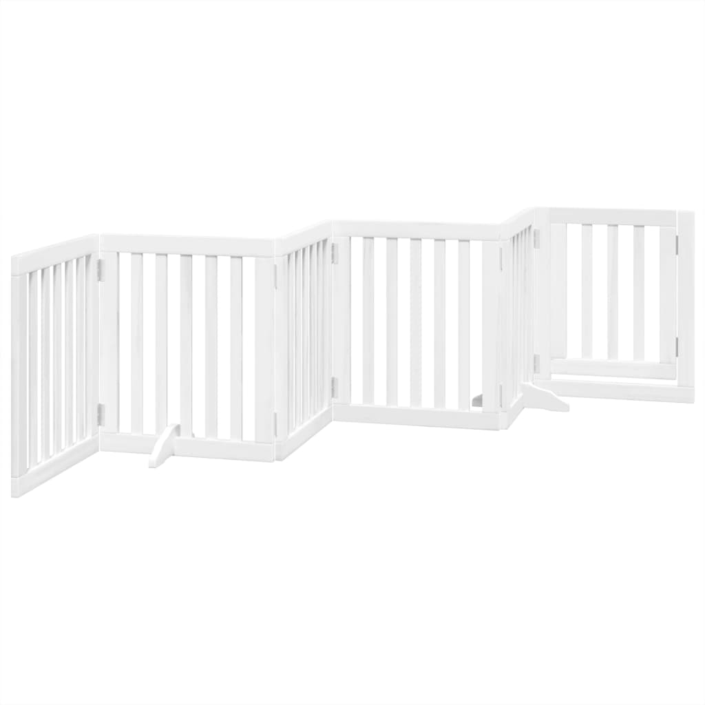 vidaXL Dog Gate with Door Foldable 6 Panels White 300 cm Poplar Wood