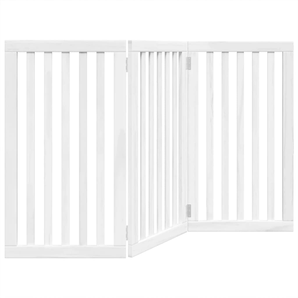 vidaXL Dog Gate Foldable 3 Panels White 150 cm Poplar Wood