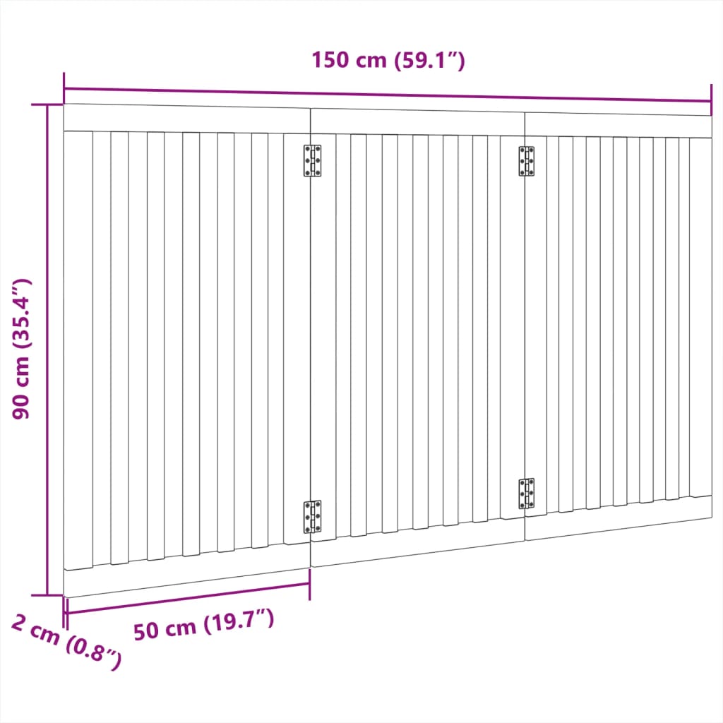 vidaXL Dog Gate Foldable 3 Panels White 150 cm Poplar Wood