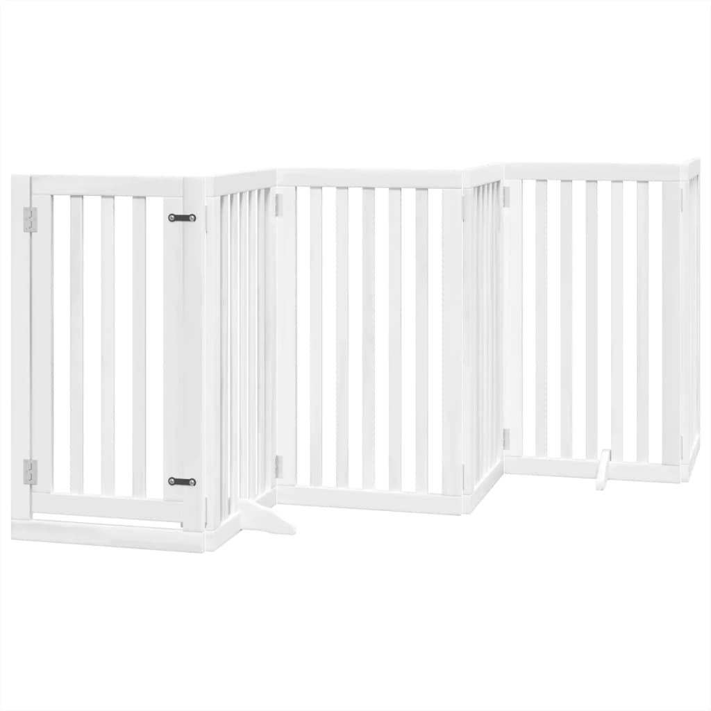 vidaXL Dog Gate with Door Foldable 6 Panels White 300 cm Poplar Wood