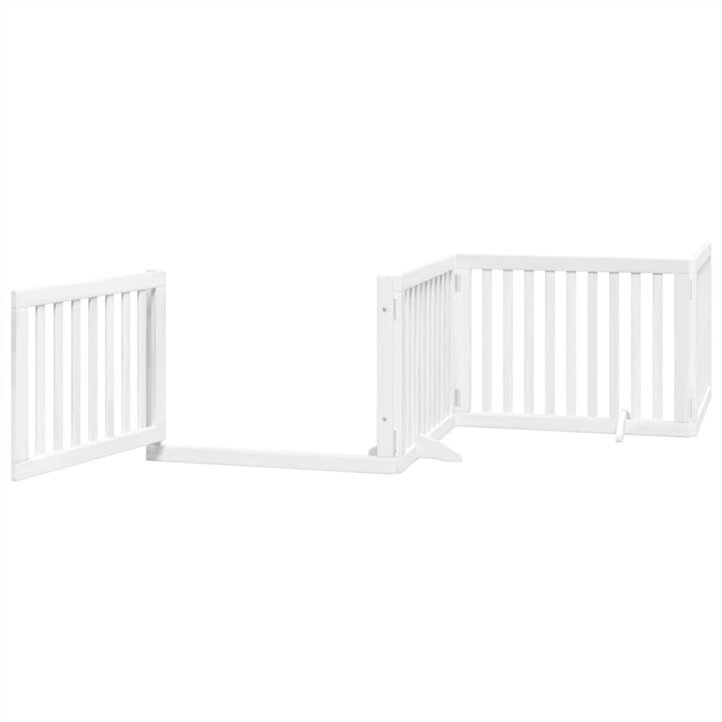 vidaXL Dog Gate with Door Foldable 4 Panels White 320 cm Poplar Wood