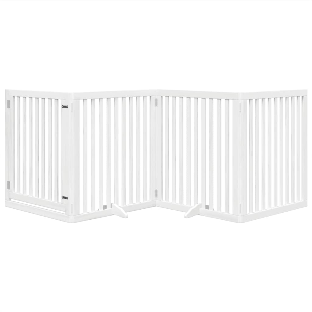 vidaXL Dog Gate with Door Foldable 4 Panels White 320 cm Poplar Wood