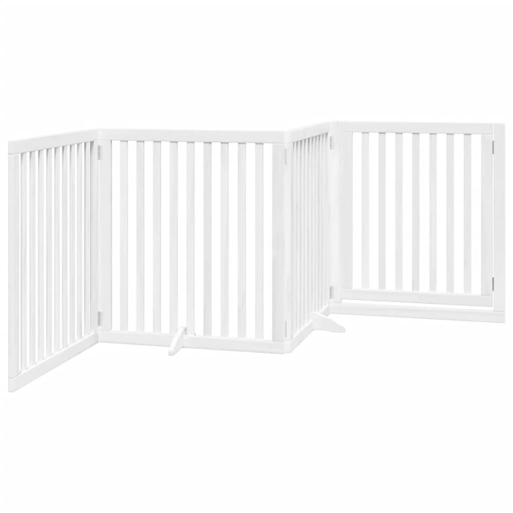 vidaXL Dog Gate with Door Foldable 4 Panels White 320 cm Poplar Wood