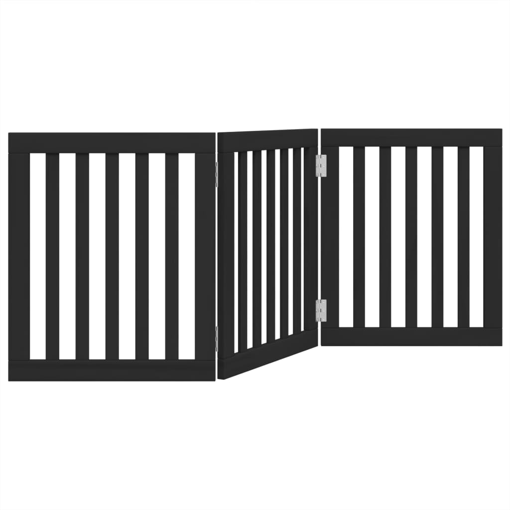 vidaXL Dog Gate Foldable 3 Panels Black 150 cm Poplar Wood