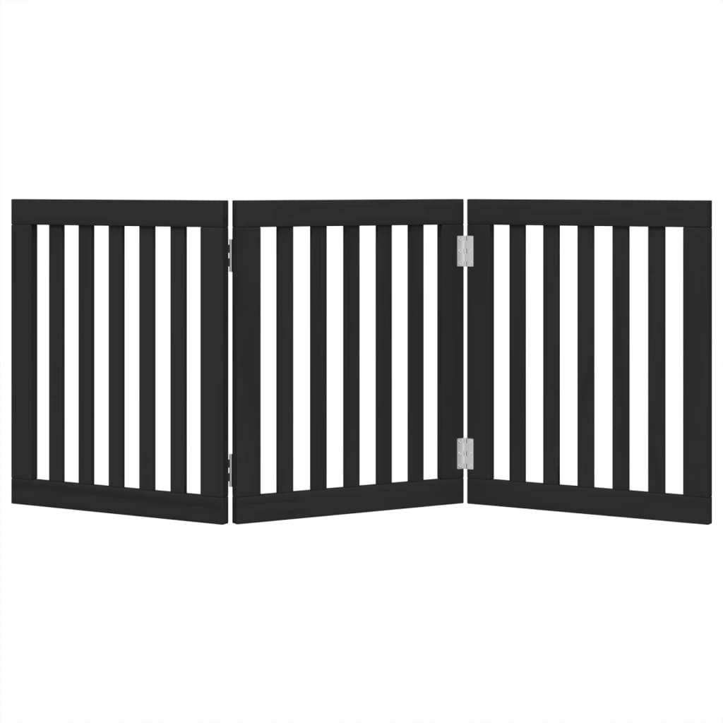 vidaXL Dog Gate Foldable 3 Panels Black 150 cm Poplar Wood