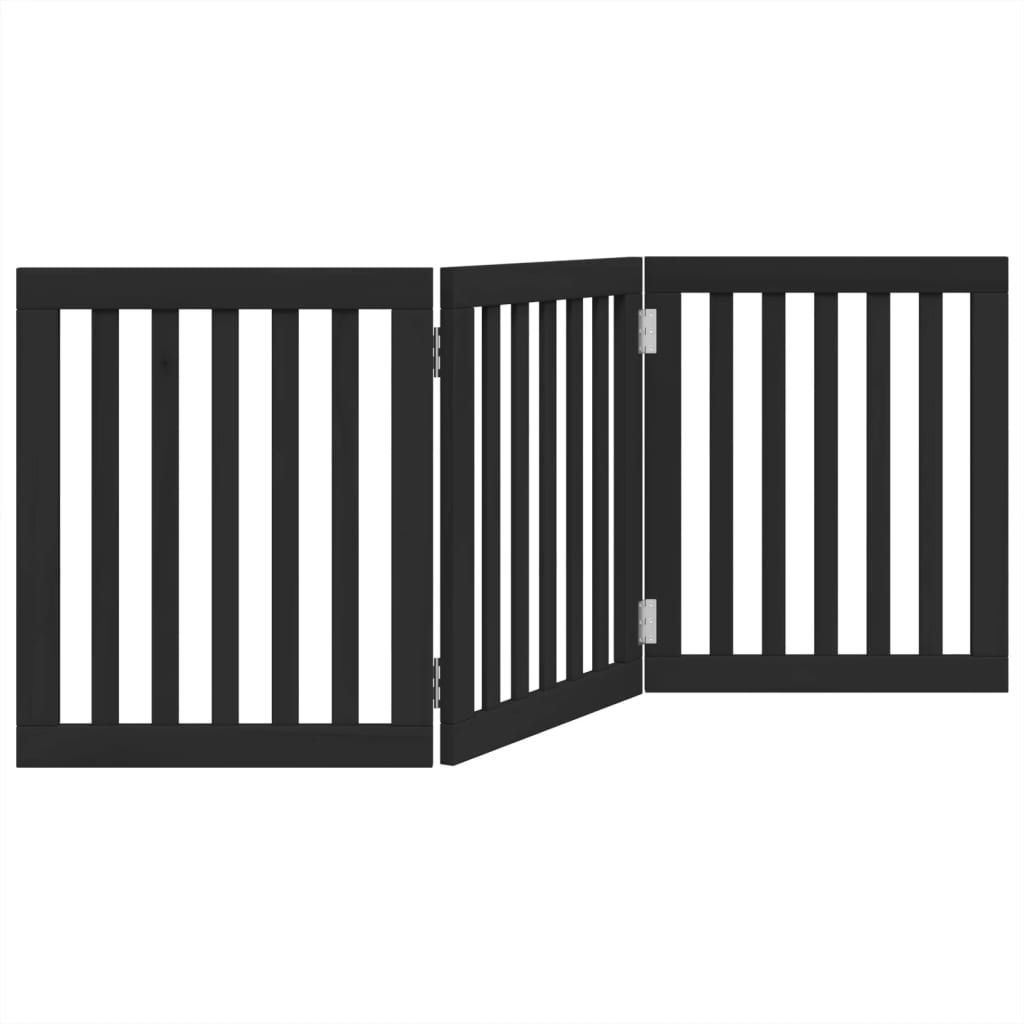 vidaXL Dog Gate Foldable 3 Panels Black 150 cm Poplar Wood