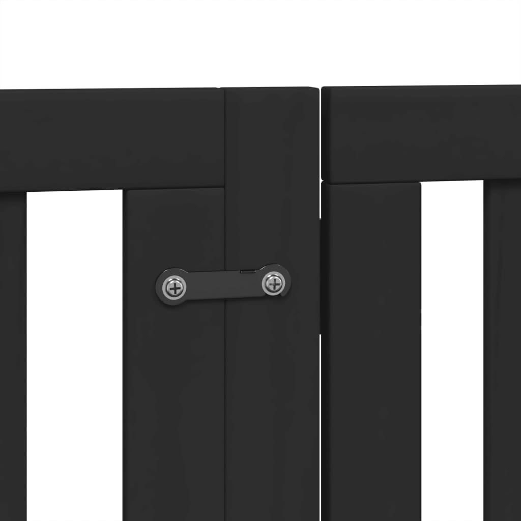 vidaXL Dog Gate with Door Foldable 6 Panels Black 300 cm Poplar Wood