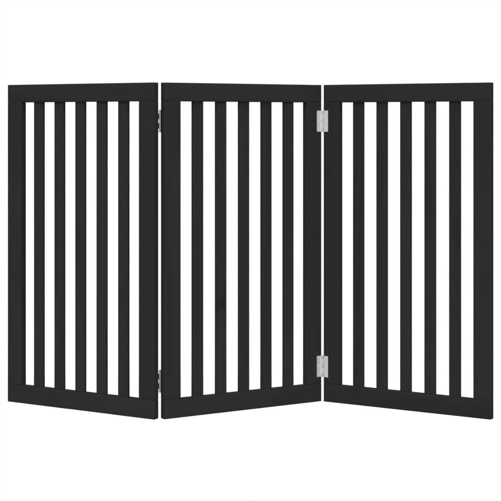 vidaXL Dog Gate Foldable 3 Panels Black 150 cm Poplar Wood