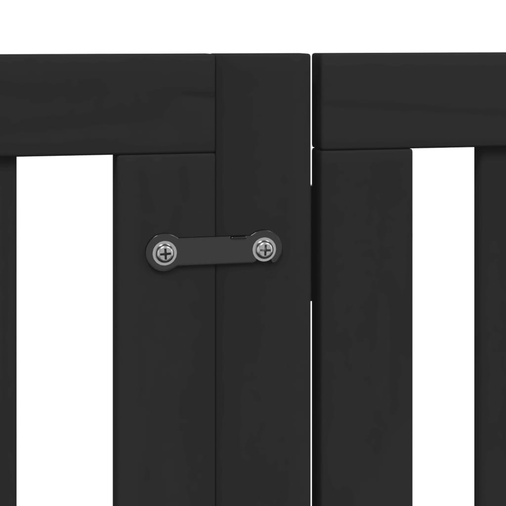 vidaXL Dog Gate with Door Foldable 6 Panels Black 300 cm Poplar Wood