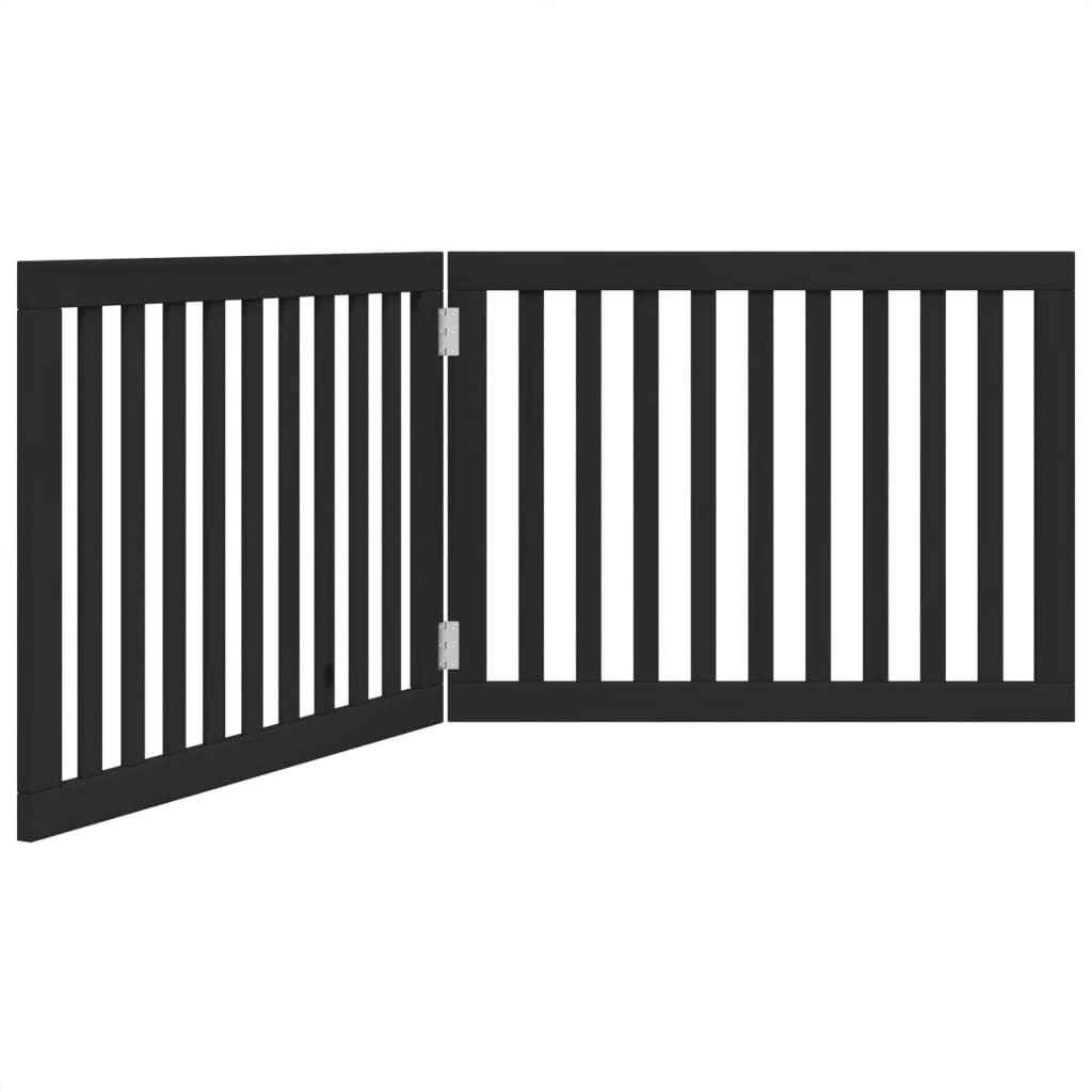 vidaXL Dog Gate Foldable 2 Panels Black 160 cm Poplar Wood