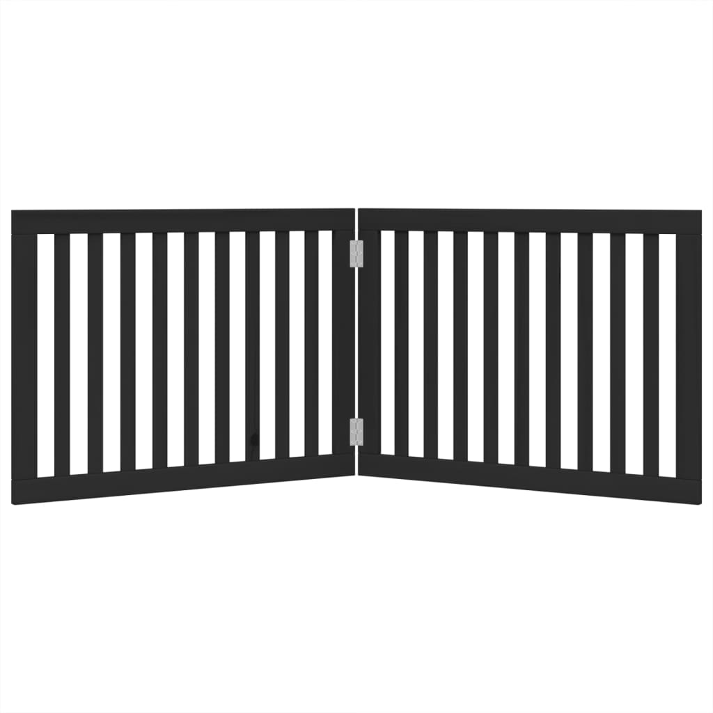 vidaXL Dog Gate Foldable 2 Panels Black 160 cm Poplar Wood