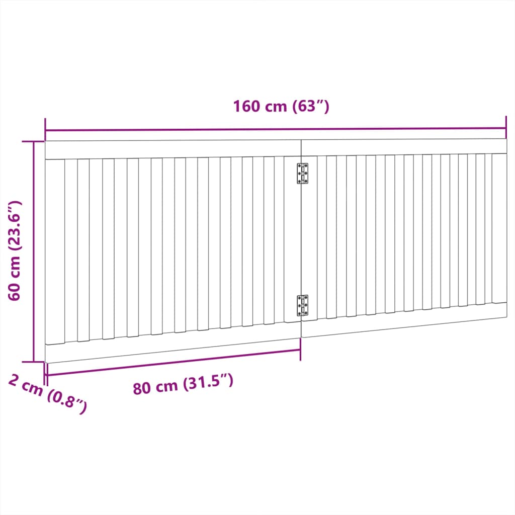 vidaXL Dog Gate Foldable 2 Panels Black 160 cm Poplar Wood