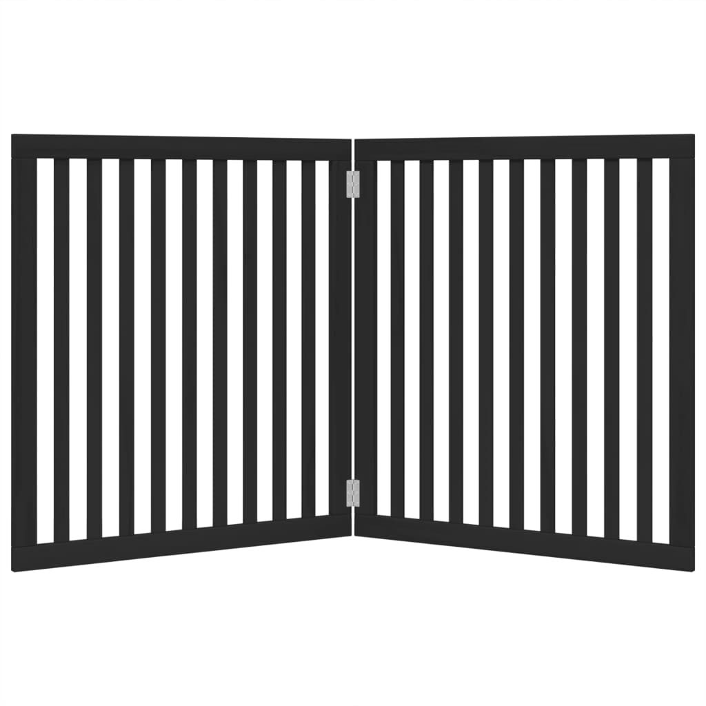 vidaXL Dog Gate Foldable 2 Panels Black 160 cm Poplar Wood