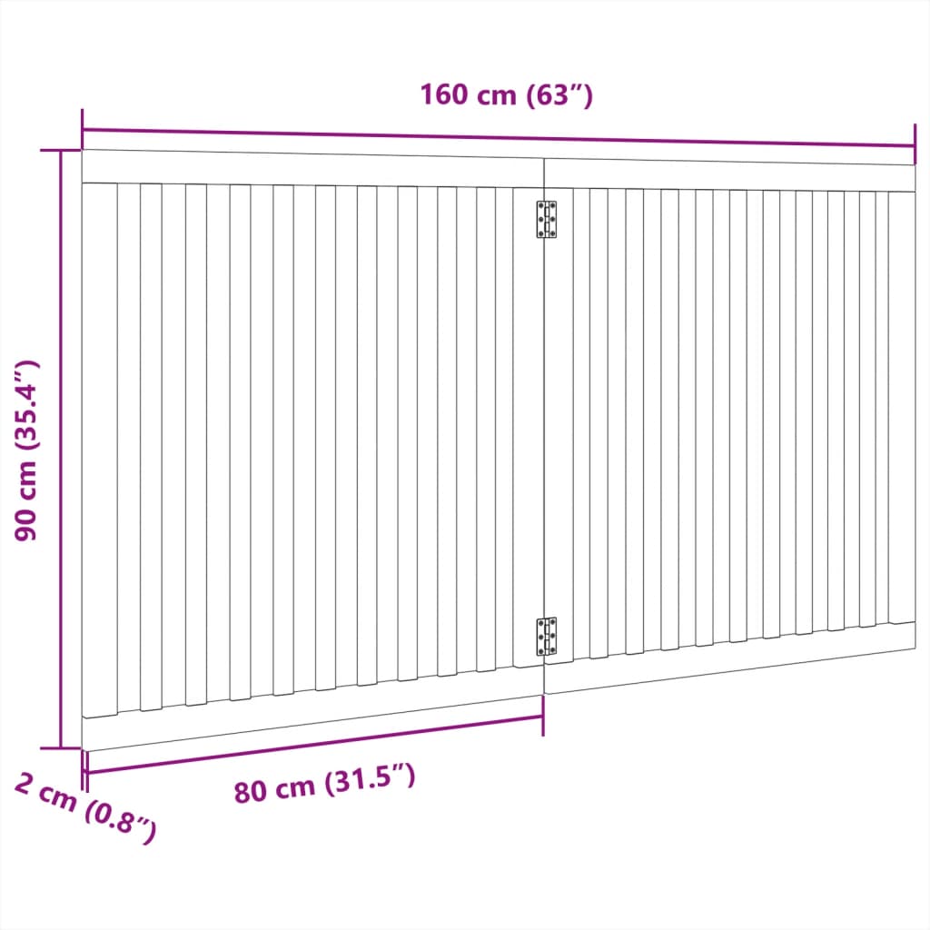 vidaXL Dog Gate Foldable 2 Panels Black 160 cm Poplar Wood