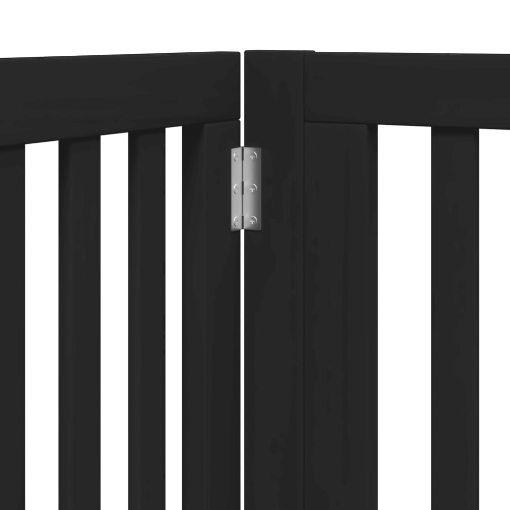 vidaXL Dog Gate with Door Foldable 4 Panels Black 320 cm Poplar Wood