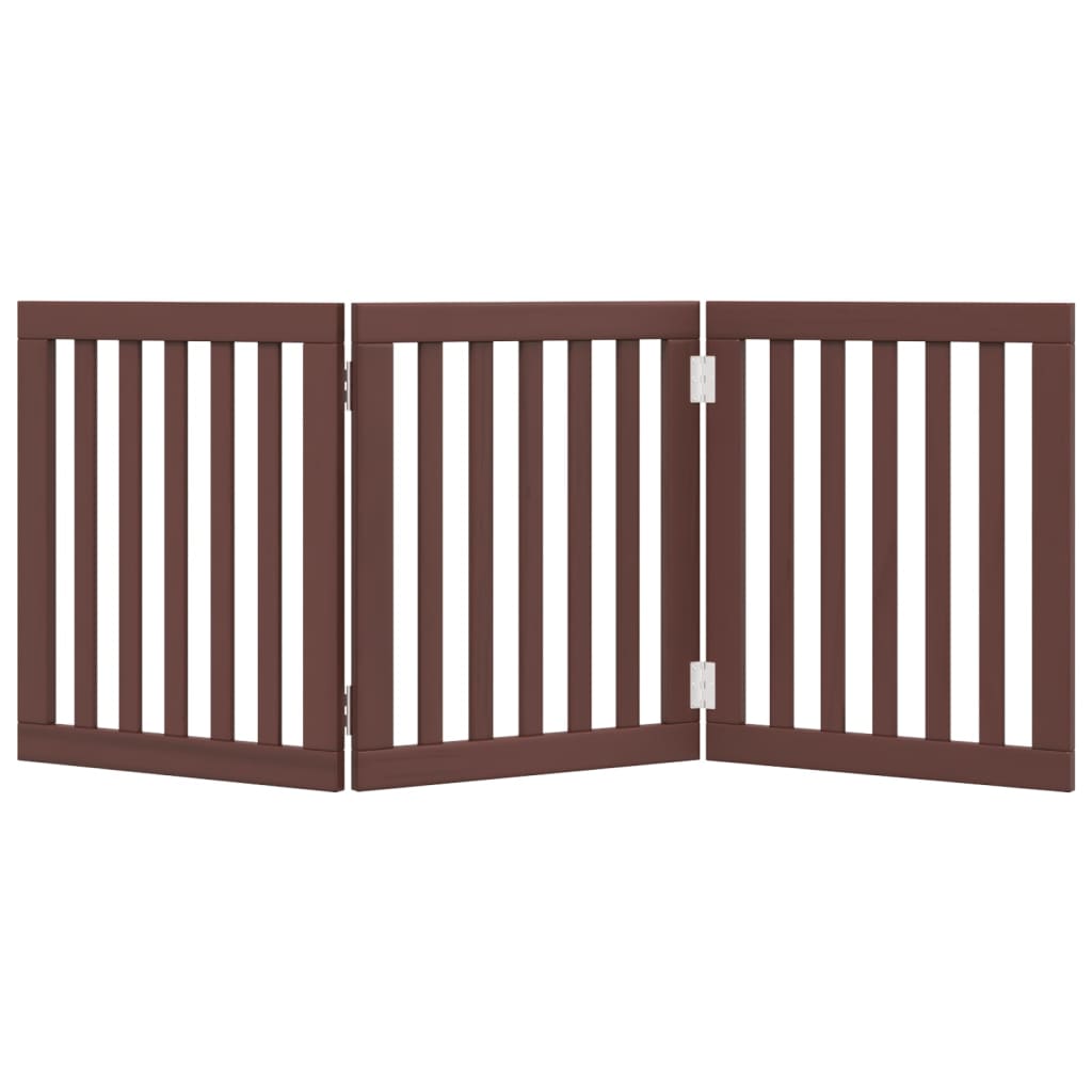 vidaXL Dog Gate Foldable 3 Panels Brown 150 cm Poplar Wood