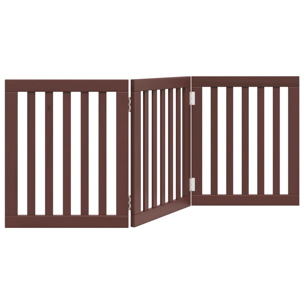 vidaXL Dog Gate Foldable 3 Panels Brown 150 cm Poplar Wood