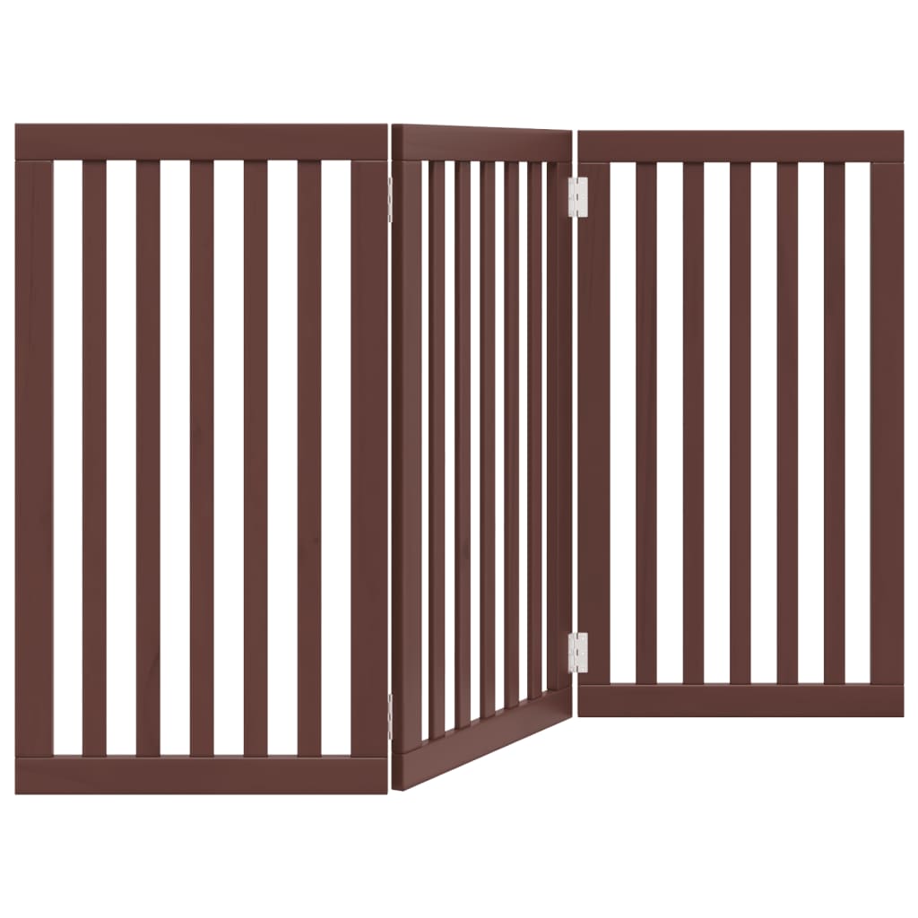 vidaXL Dog Gate Foldable 3 Panels Brown 150 cm Poplar Wood