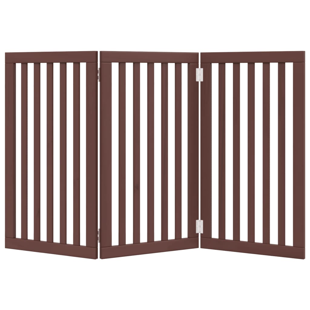 vidaXL Dog Gate Foldable 3 Panels Brown 150 cm Poplar Wood