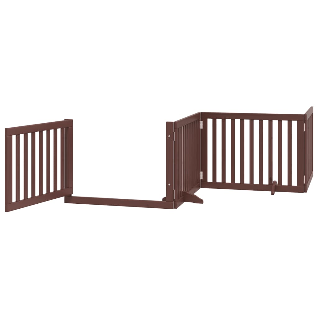 vidaXL Dog Gate with Door Foldable 4 Panels Brown 320 cm Poplar Wood