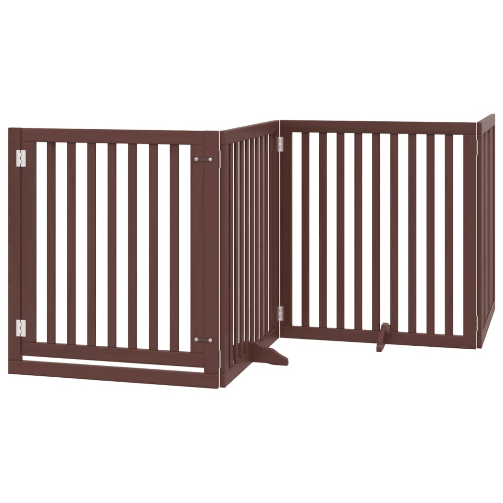 vidaXL Dog Gate with Door Foldable 4 Panels Brown 320 cm Poplar Wood