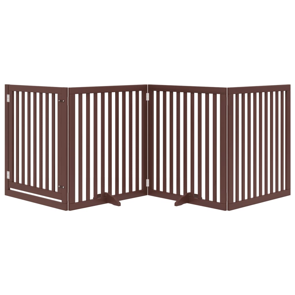 vidaXL Dog Gate with Door Foldable 4 Panels Brown 320 cm Poplar Wood