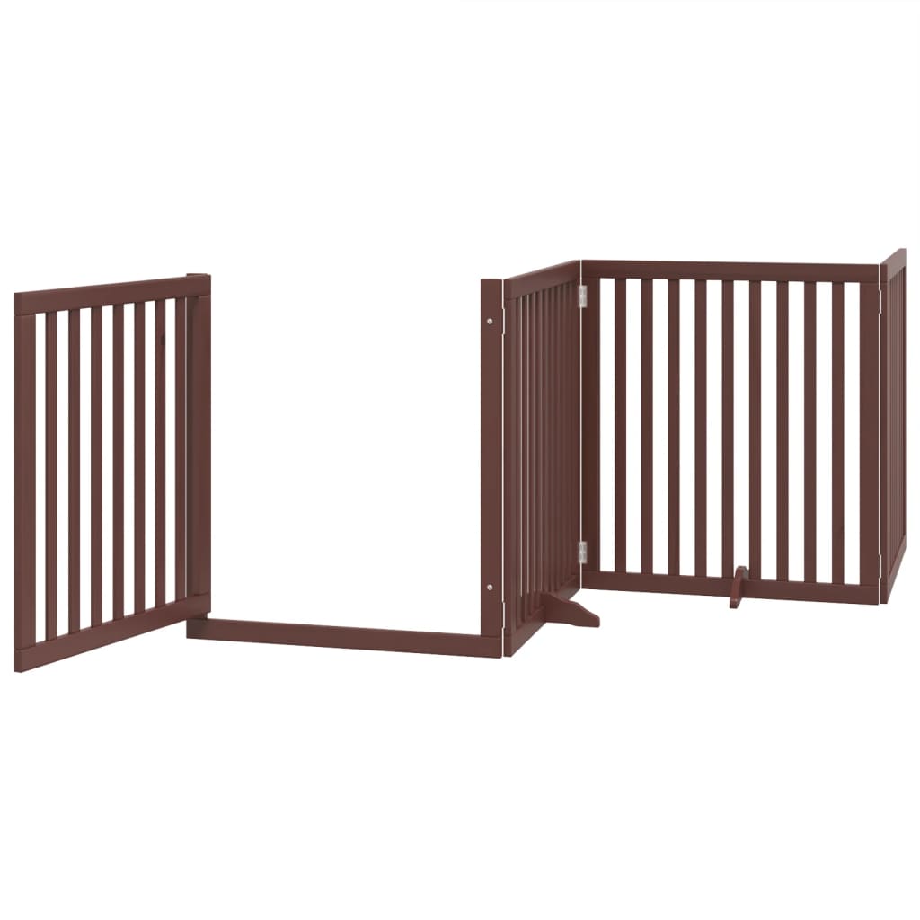 vidaXL Dog Gate with Door Foldable 4 Panels Brown 320 cm Poplar Wood