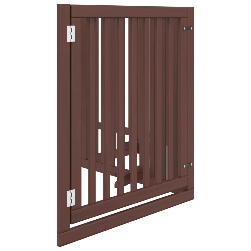 vidaXL Dog Gate with Door Foldable 4 Panels Brown 320 cm Poplar Wood