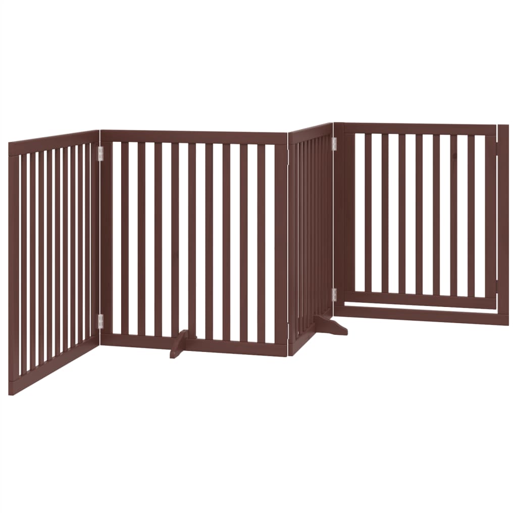 vidaXL Dog Gate with Door Foldable 4 Panels Brown 320 cm Poplar Wood