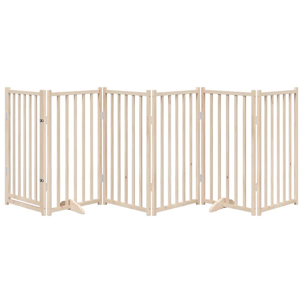 vidaXL Dog Gate with Door Foldable 6 Panels 300 cm Solid Wood Fir