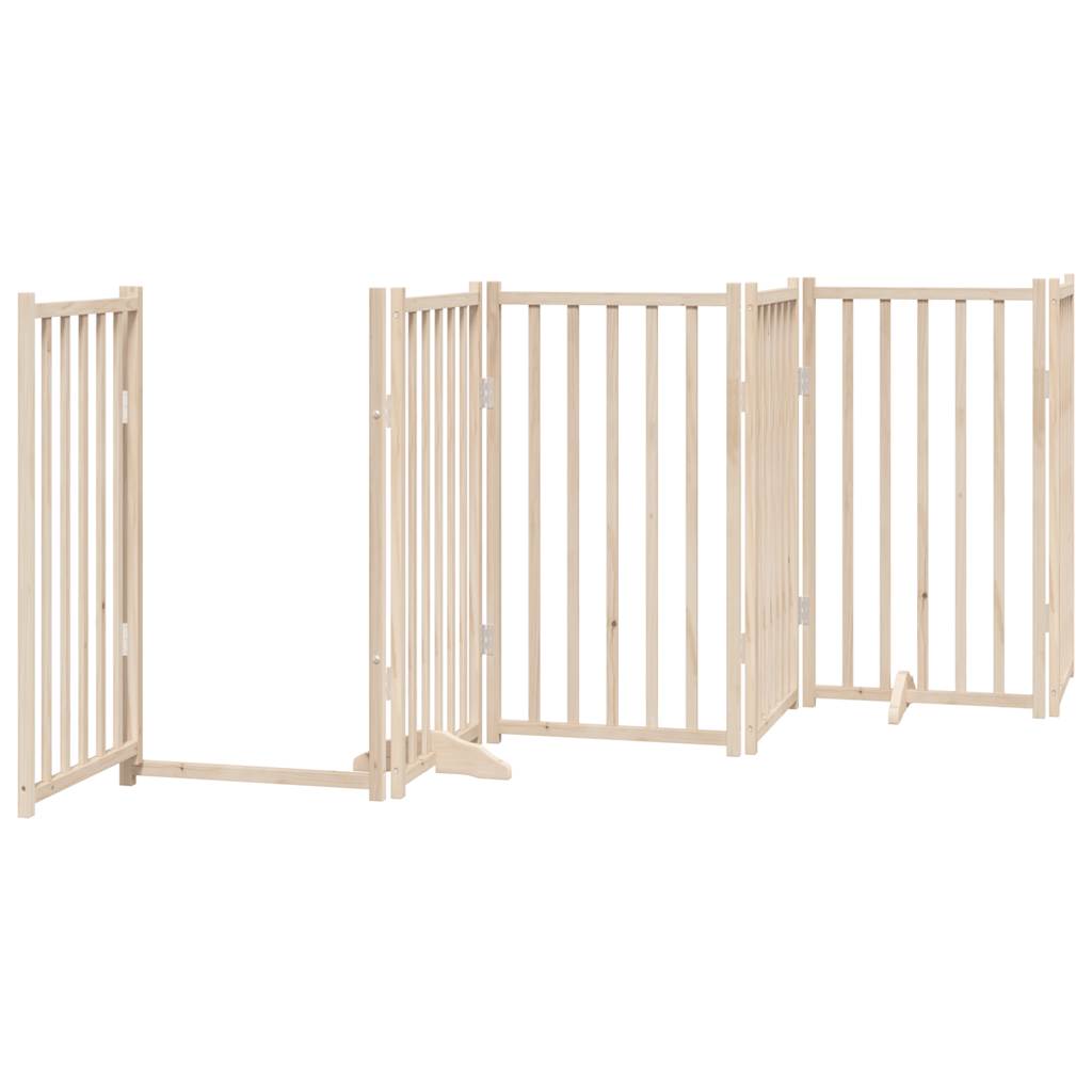 vidaXL Dog Gate with Door Foldable 6 Panels 300 cm Solid Wood Fir