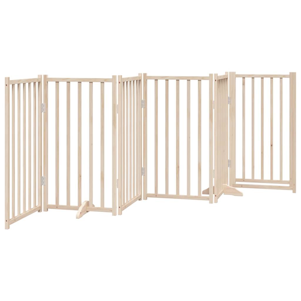 vidaXL Dog Gate with Door Foldable 6 Panels 300 cm Solid Wood Fir