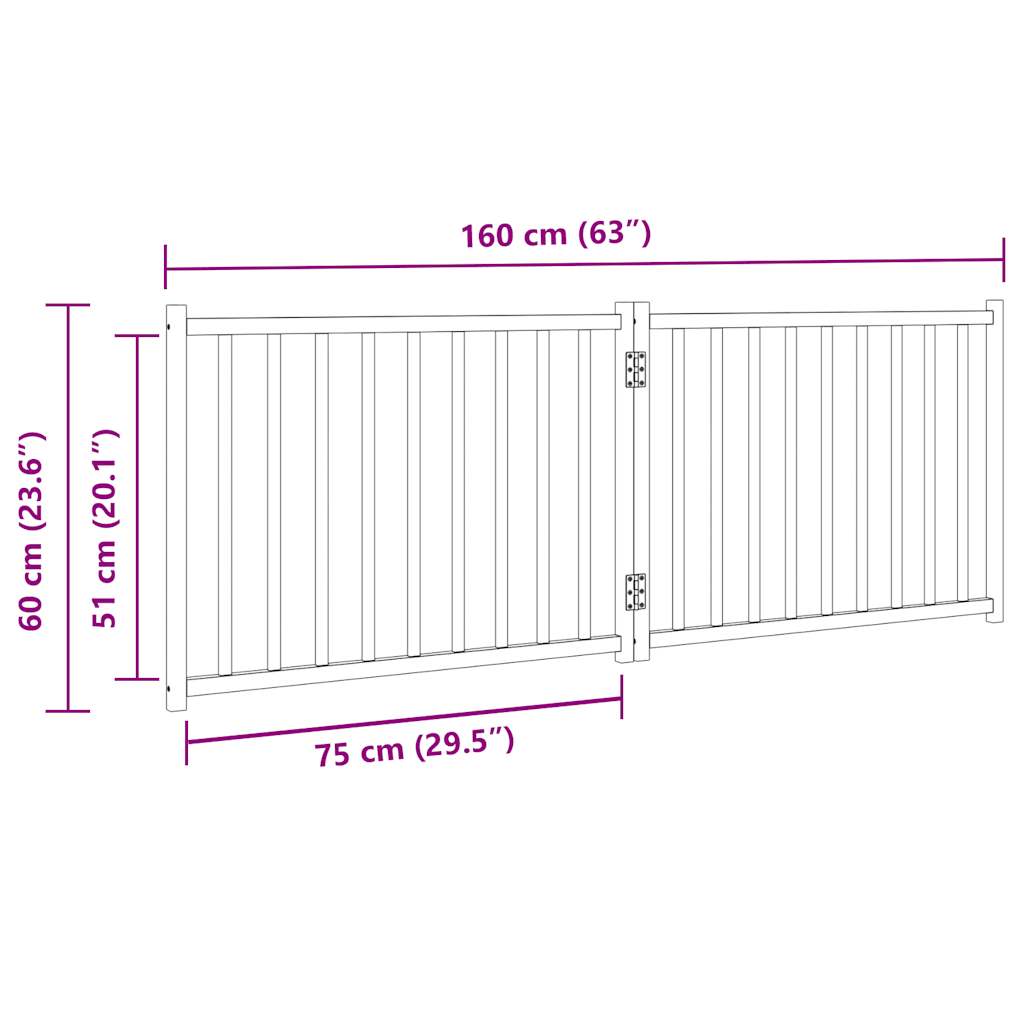 vidaXL Dog Gate Foldable 2 Panels 160 cm Solid Wood Fir