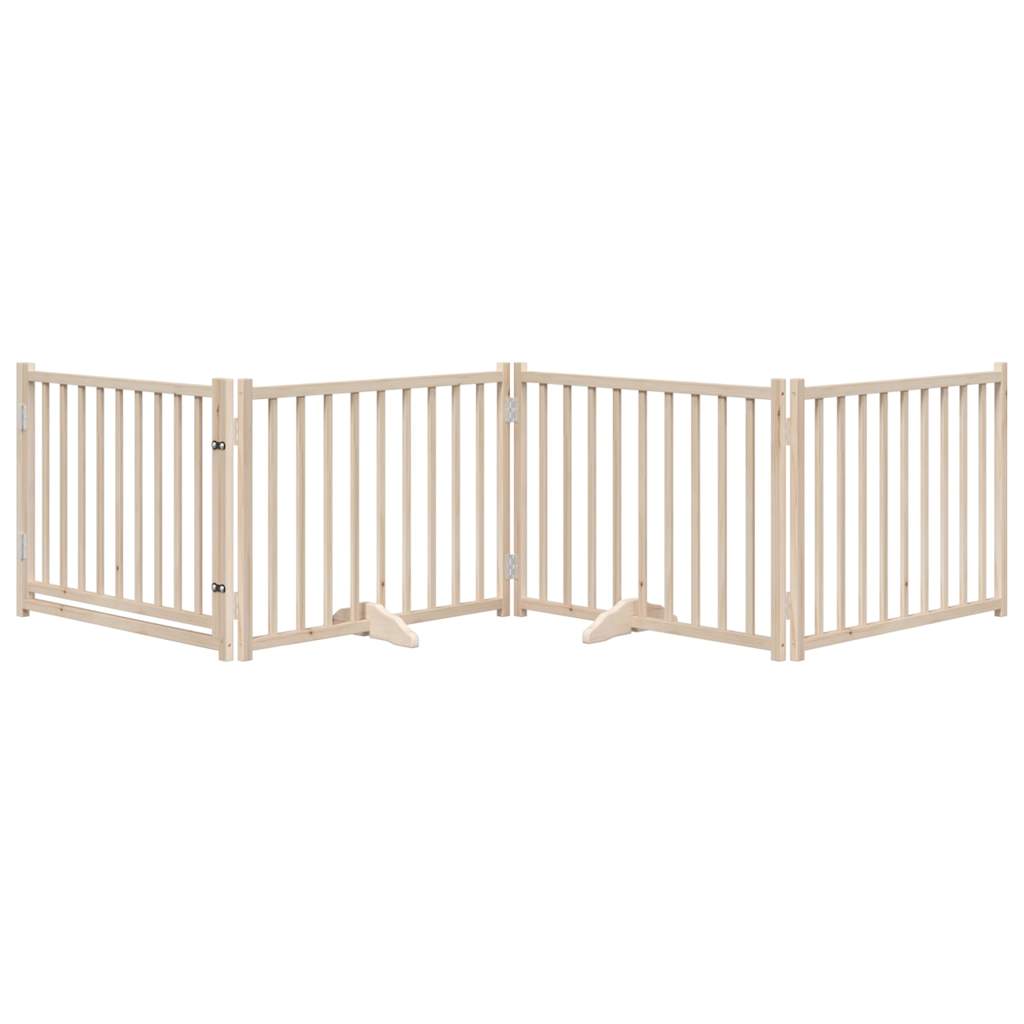 vidaXL Dog Gate with Door Foldable 4 Panels 320 cm Solid Wood Fir