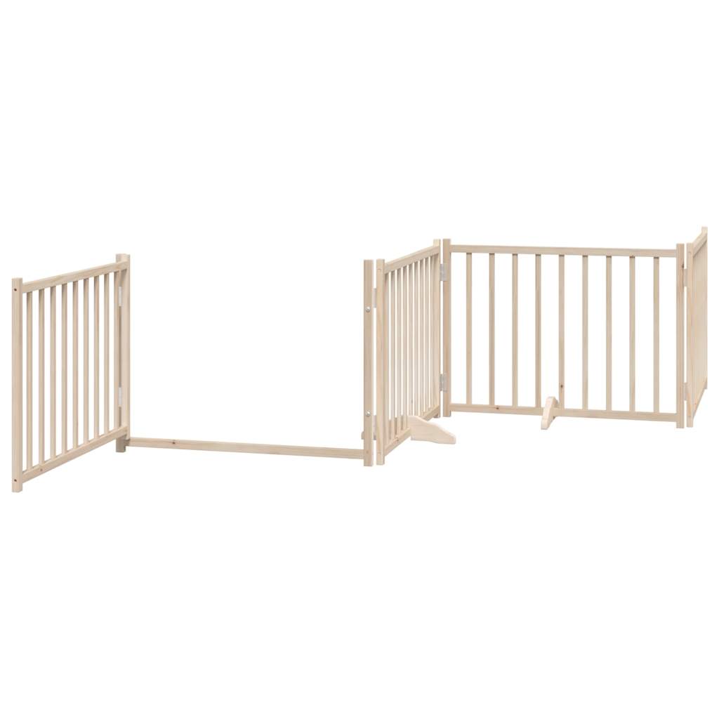 vidaXL Dog Gate with Door Foldable 4 Panels 320 cm Solid Wood Fir