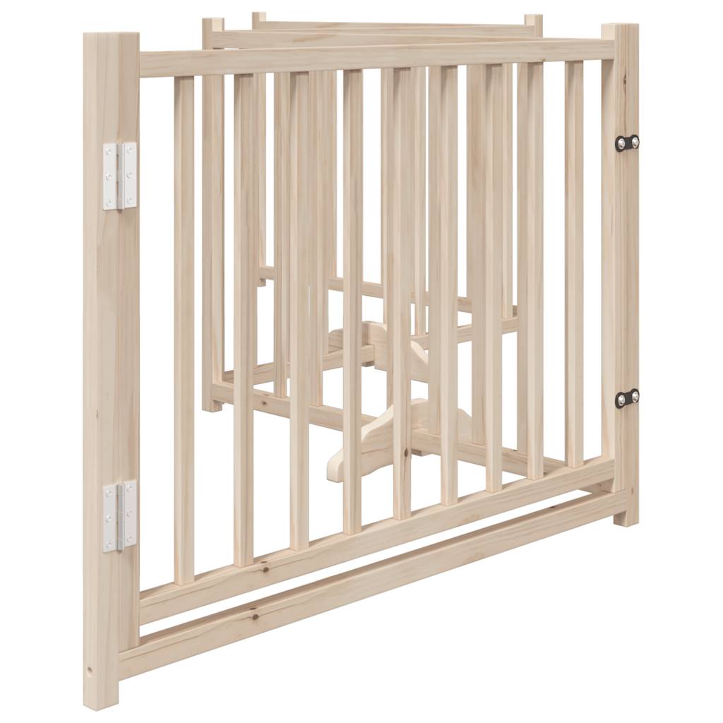 vidaXL Dog Gate with Door Foldable 4 Panels 320 cm Solid Wood Fir