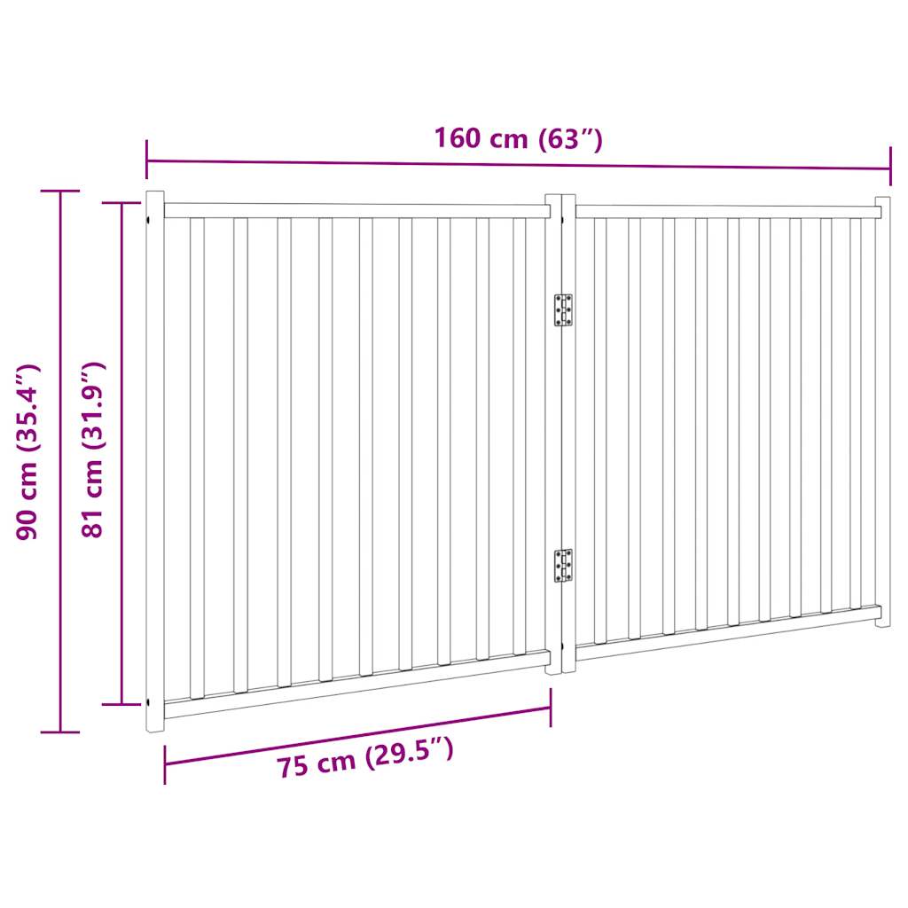 vidaXL Dog Gate Foldable 2 Panels 160 cm Solid Wood Fir