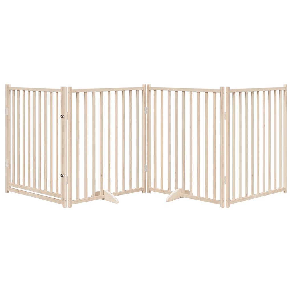 vidaXL Dog Gate with Door Foldable 4 Panels 320 cm Solid Wood Fir