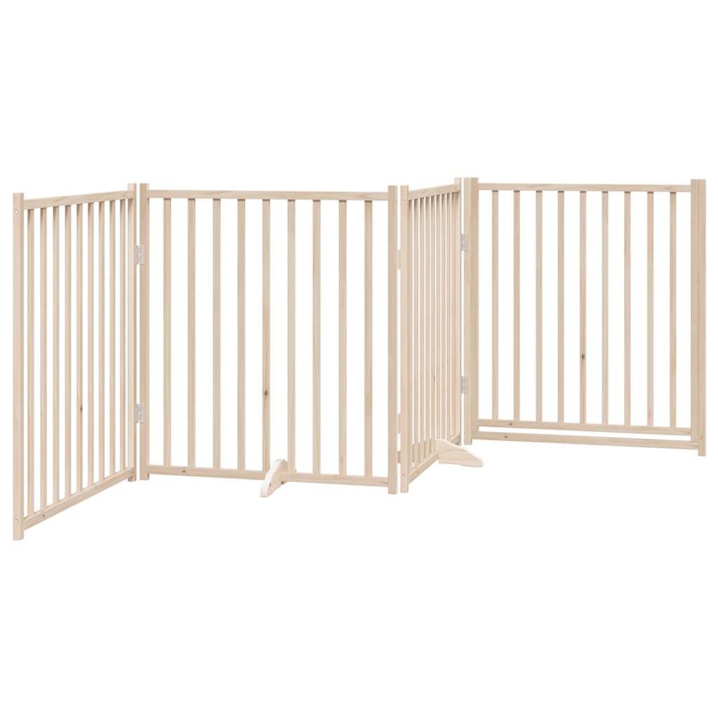 vidaXL Dog Gate with Door Foldable 4 Panels 320 cm Solid Wood Fir