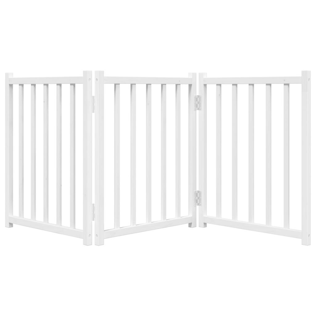 vidaXL Dog Gate Foldable 3 Panels White 150 cm Solid Wood Fir