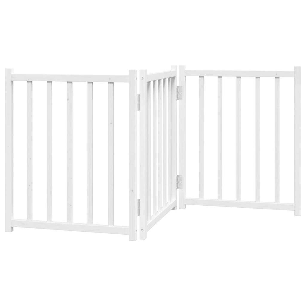 vidaXL Dog Gate Foldable 3 Panels White 150 cm Solid Wood Fir