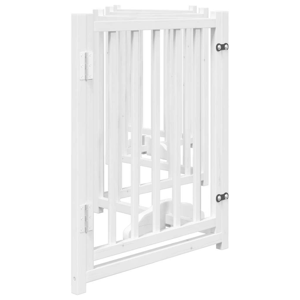 vidaXL Dog Gate with Door Foldable 6 Panels White 300 cm Solid Wood Fir