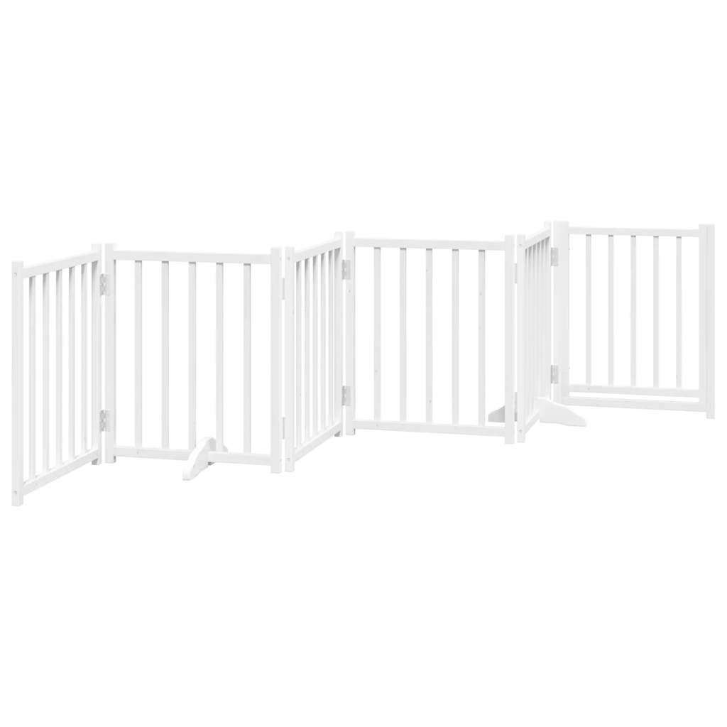 vidaXL Dog Gate with Door Foldable 6 Panels White 300 cm Solid Wood Fir