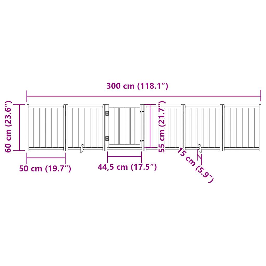 vidaXL Dog Gate with Door Foldable 6 Panels White 300 cm Solid Wood Fir